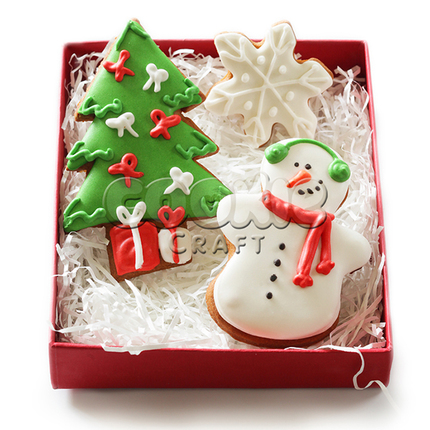Набор пряников "Снеговик с подарками" - магазин CookieCraft