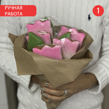 Сладкий букет из пряников "Тюльпаны градиент" - магазин CookieCraft