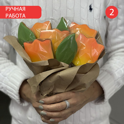 Сладкий букет из пряников "Тюльпаны градиент" - магазин CookieCraft