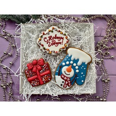Набор имбирных пряников "Новогодний снеговик" - магазин CookieCraft