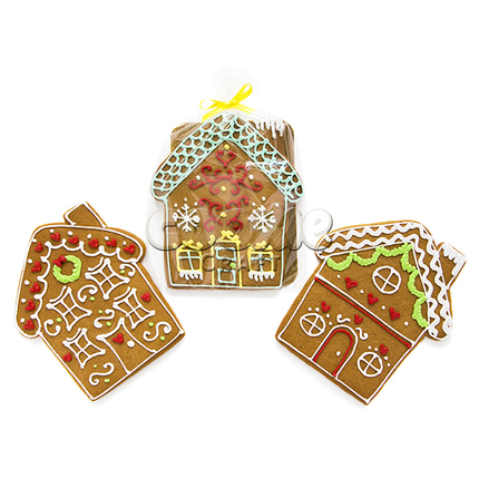 Пряник "Новогодний контурный домик " - магазин CookieCraft