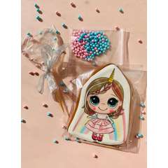 Набор имбирных пряников для украшения торта для девочки Принцесса - единорог - магазин CookieCraft