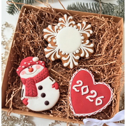 Набор пряников с веселым снеговиком - магазин CookieCraft