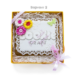 Пряничная открытка с цветами - магазин CookieCraft
