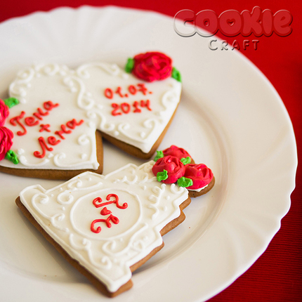 Пряник "Свадебный тортик с розами" - магазин CookieCraft