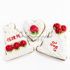 Пряник "Свадебный тортик с розами" - магазин CookieCraft