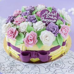 Торт "Корзина с цветами" - магазин CookieCraft