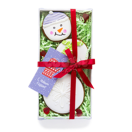 Набор пряников "Румяный снеговик " - магазин CookieCraft