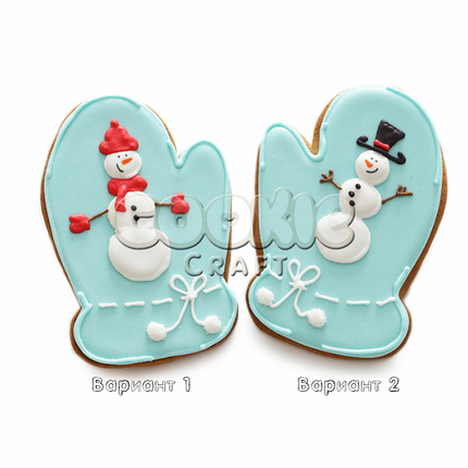Пряник "Варежка со снеговиком" - магазин CookieCraft
